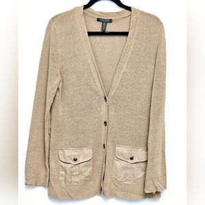 Classic Ralph Lauren Cardigan | Linen Cotton | Like new | Sand / Beige